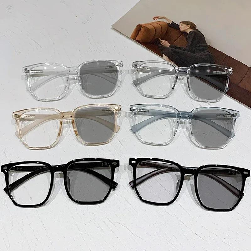 Ultra Light Square Photochromic Myopia Glasses for Women Large Frame Polygonal Myopia Eyewear Anti Blue Light Near Sight Glasses