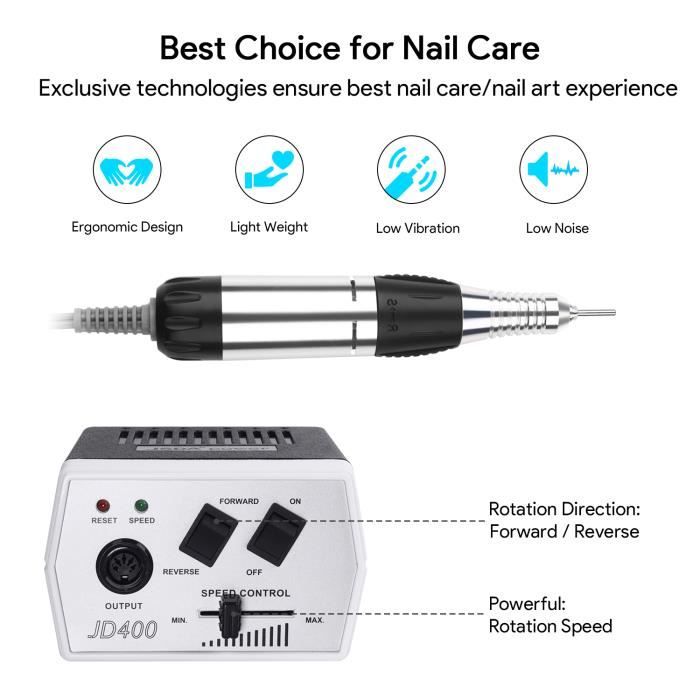 Professional Nail Drill 30000 RPM - 6 Tips - For Nail Care - Remove Polish/Acrylic Gel/Cuticles