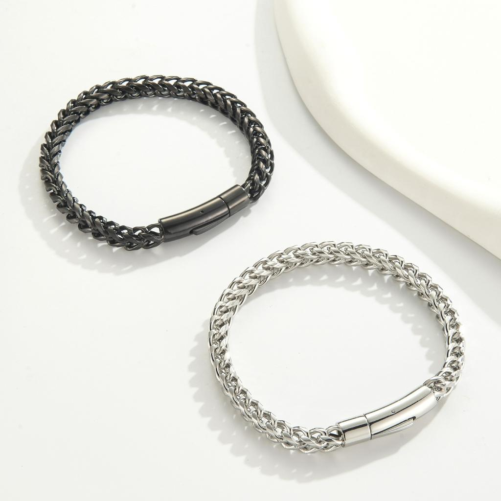 Pulseira de moda nicho pulseira de aço titânio retrô com fivela de mola joia masculina presente