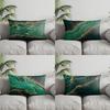 Heimdeko Grün & Gold Geometrischer Kissenbezug Geeignet für Sofa Schlafzimmer Auto Kissenbezug Kissen Rechteckiges Rückenkissen