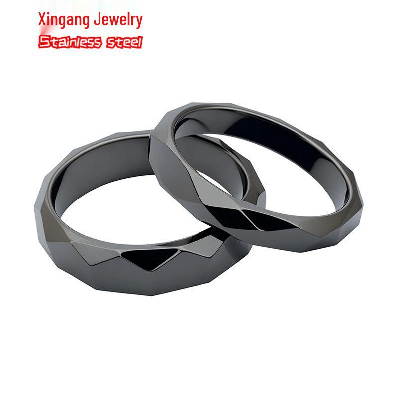 Unisex Black Hematite Magnetic Energy Rhombus Ring