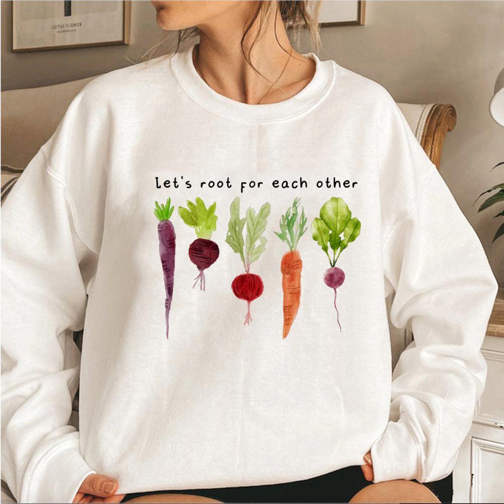 Lets Roots for Each Other Vegetable Sweatshirt Uplifting Hoodie Unisex Long Sleeve Sweatshirts Vintage Gardening Graphic Hoodies