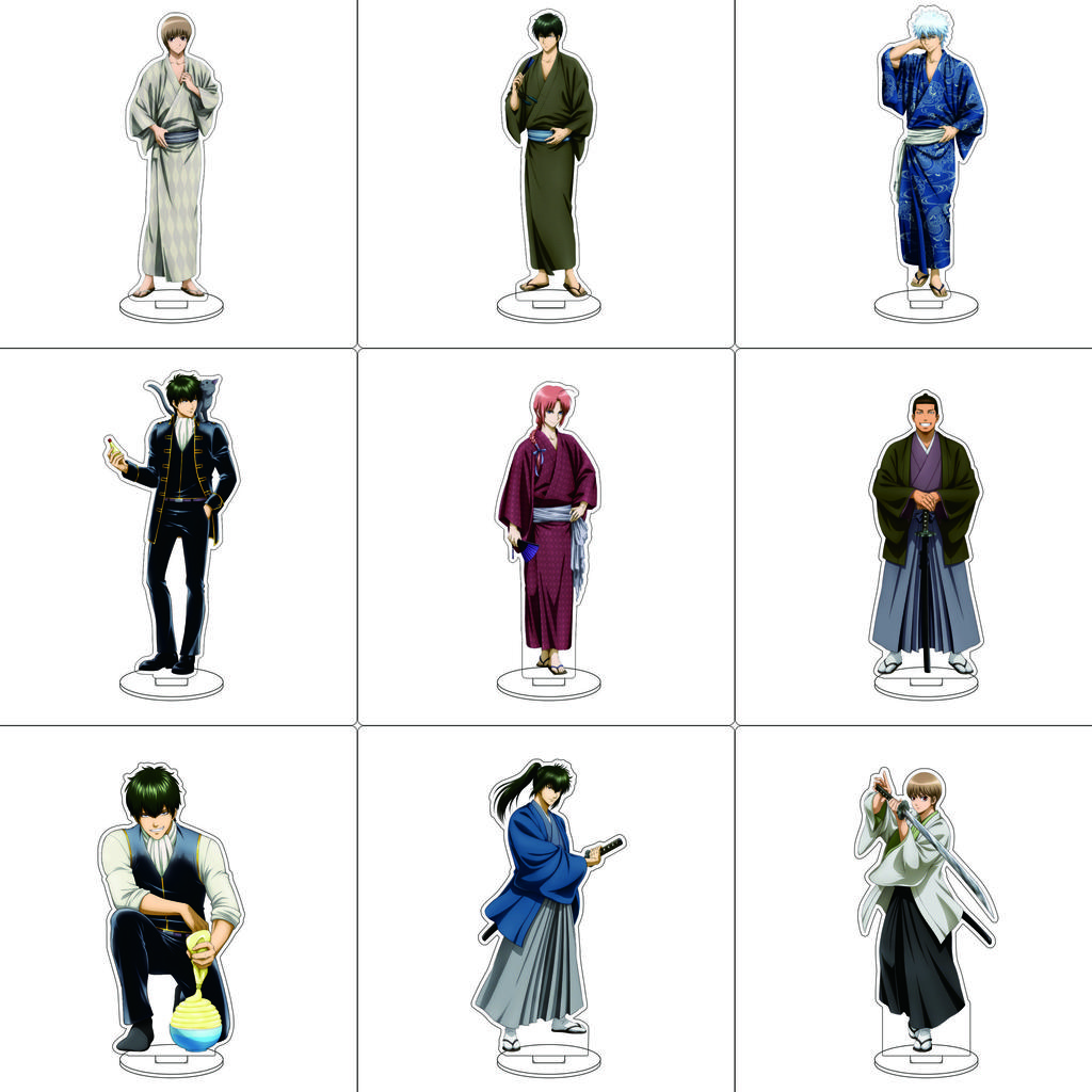16CM Anime Gintama Cosplay Acrylic Stand Ornaments Kagura Kondou Isao Katsura Kotarou Sakata Gintoki Figure Stand Gifts
