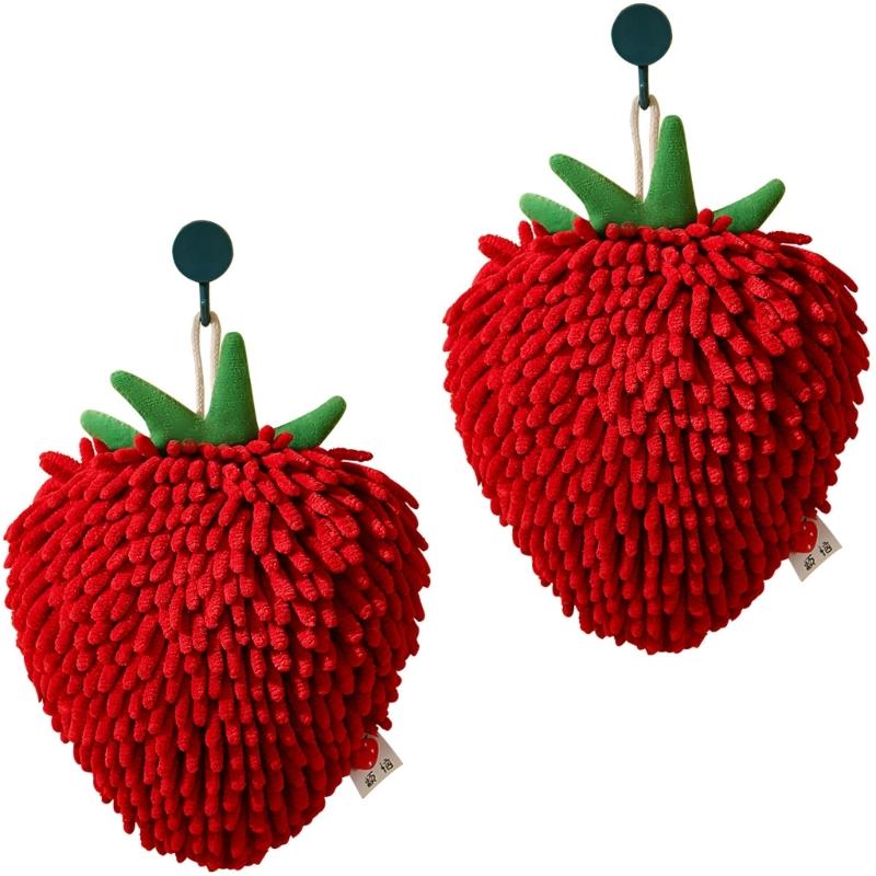 2 Pcs Fruit Shaped Bath Towels Furry Soft Chenilles Fabric Face Hand Towels For Children Adults