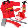 Kids Firefighter Costume Tool Costume Role Play Suit Fireman Dress Up Outfit Hat Fire Extinguisher Party Birthday Gift Toy