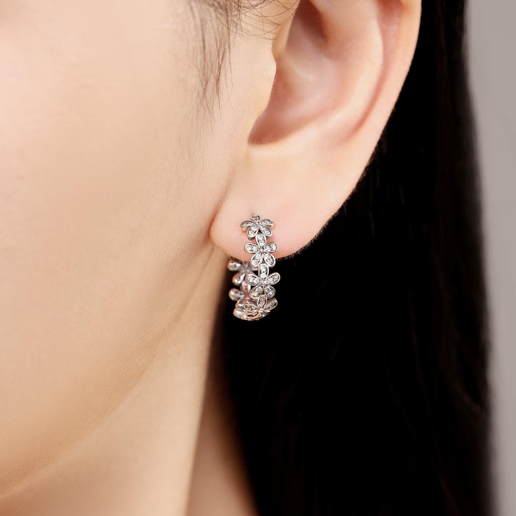 S925 Silver Vintage Daisy Flower Earrings Hoop Earrings Women Jewelry Trendy Anniversary Gifts