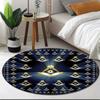 1pc The square and compass of Freemasonry Round carpet Painted Printed circular carpet, home door mat, outdoor travel protection carpet