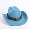 New western cowboy hat men's and women's wide-brimmed top hat bull head rivet belt buckle sun hat