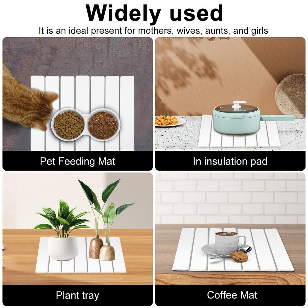 Kitchen Drying Mat Foldable Stone Dish Draining Mat Super Absorbent Mat Quick Dry Stone Drain Pad Kitchen Faucet Placemats