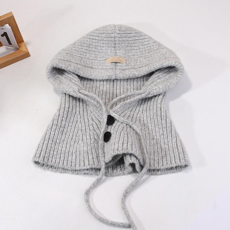Balaclava Women's Autumn and Winter Warm Knitted Hat Scarf Integrated Cycling Cold-proof Wool Hat Pullover Cold Hat
