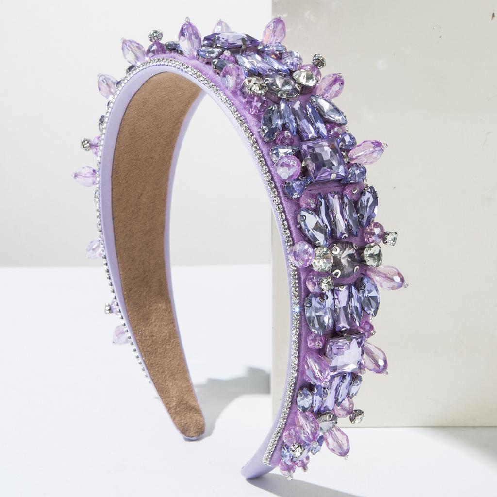 Personality Rhinestone Decoration Headband Ladies Fashion Hairband Girls Headband Party Headband Accessories Jewelry Pink Purple