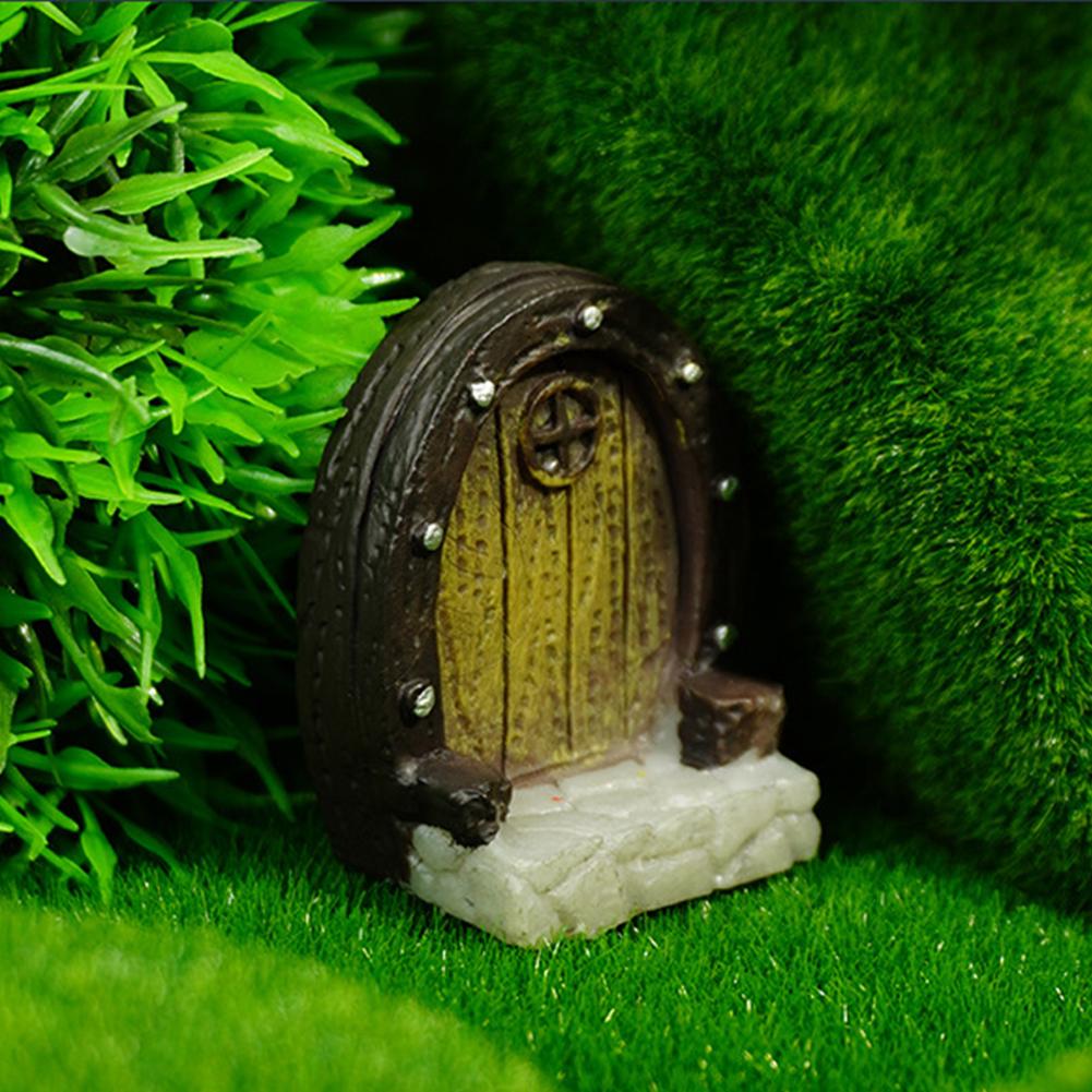 Porta de Fada para Terrário Decoração de Porta de Madeira em Miniatura Casa de Bonecas Jardim de Fadas Mini Porta Acessório Jardim de Fadas para Aquário