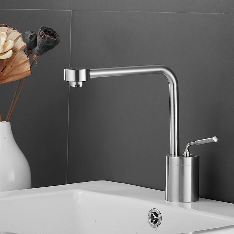 Tuqiu Brushed Gold Bathroom Faucet Basin Faucet Hot Cold Black Sink Faucet Brass Faucet Kitchen Faucet Swivel Sink Water Crane