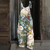 Women's Romper Print Casual Loose Cotton Linen Overalls
