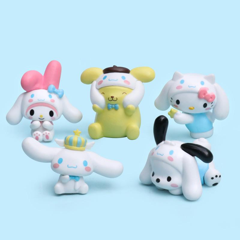 Adorable Sanrio Characters Cute Cartoon Kuromi My Melody Cinnamoroll Figure Toys Set
