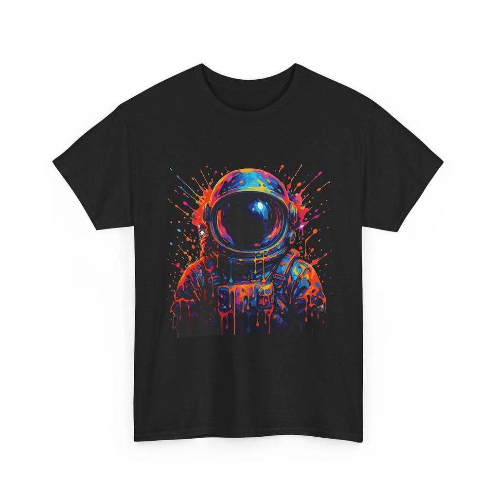 Neon Astronaut T-Shirt Colorful Space Helmet Paint Splash Art Tee