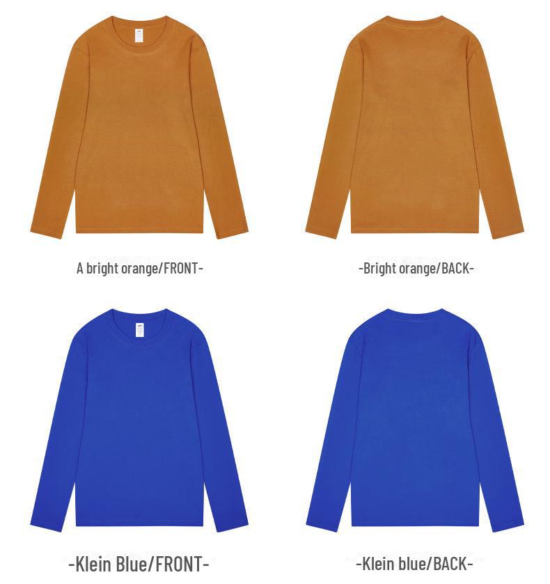 Men's 230g Heavy Cotton Long-Sleeve T-Shirt - Trendy Solid Color Couples' Style for Spring & Autumn