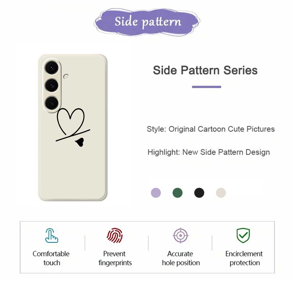 For Samsung Galaxy S24 FE Case Black Love Pattern Printing Straight Edge TPU Phone Back Cover