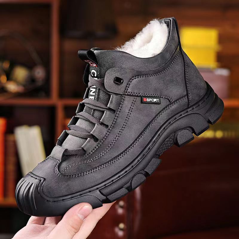 Martin boots men's winter new men's piled thickened cotton boots keep warm, light, thick-soled comfortable cotton shoes men
