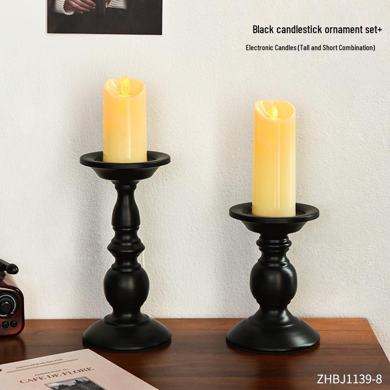 American Retro Roman Column Black Scented Candle Holder: Bedroom Desktop Decoration