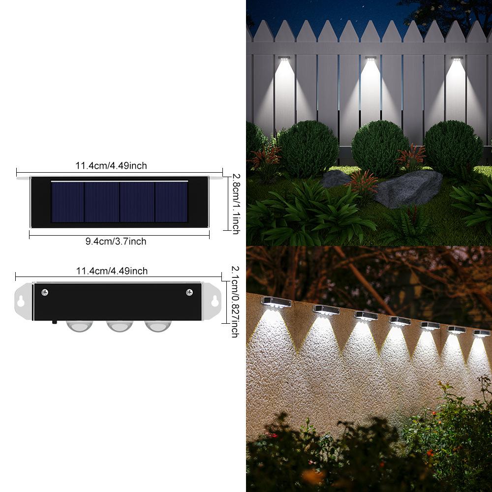 1-4 Lens Brighter Solar Fence Lights Outdoor 4 Pack Wall Light Waterproof Garden Lamp Solar Powered for Outside Pathway Yard