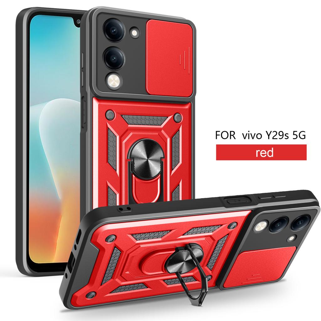 For Vivo Y29S 5G Case Vivo Y04 Cover Iqoo Z10 Lite T4 Lite Magnetic Ring Holder Armor Phone Case Slide Camera Protect Back Cover