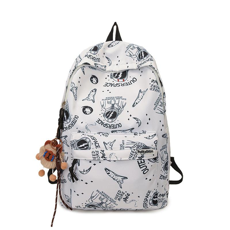 Graffiti Backpack Large Capacity Casual Simple Textured Laptop Bag for Elementary Middle High School Students