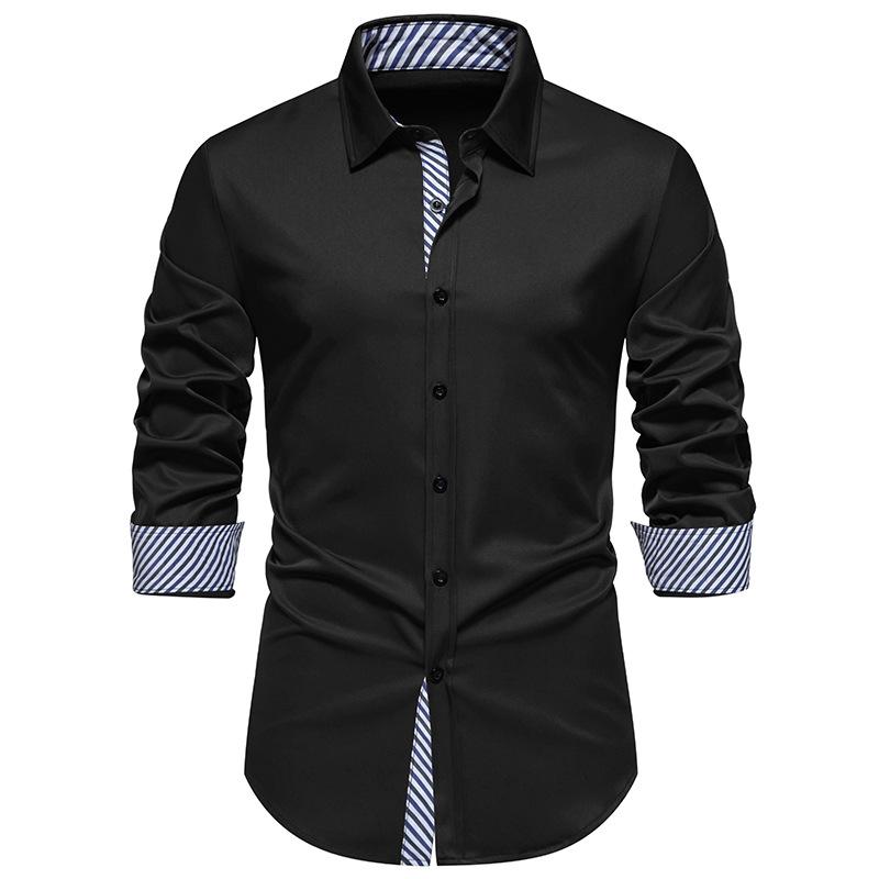 Cozy Up Casual Långärmad Stretch Klänning Skjorta för män Skrynkelfri Normal Fit Button Down-skjortor