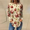 Tee Shirts For Women Casual Round Neck Long Sleeve Shirts Christmas Printing Top Pullover