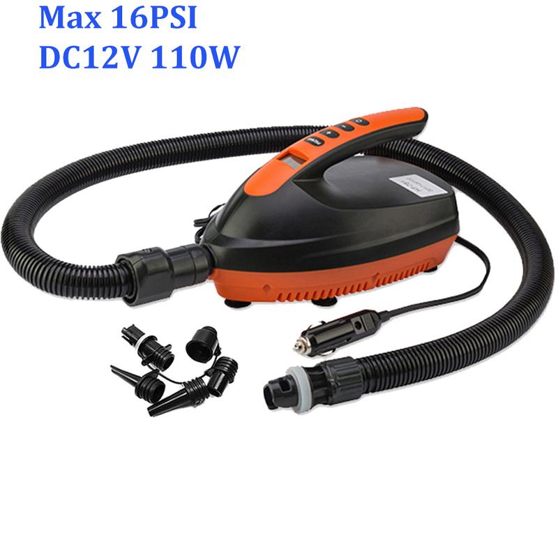 20/16 PSI Dual Stage Electric Air Pump Intelligent Inflatable Pump 12V 110W for Inflatable SUP Stand Up Paddle Surfing Board