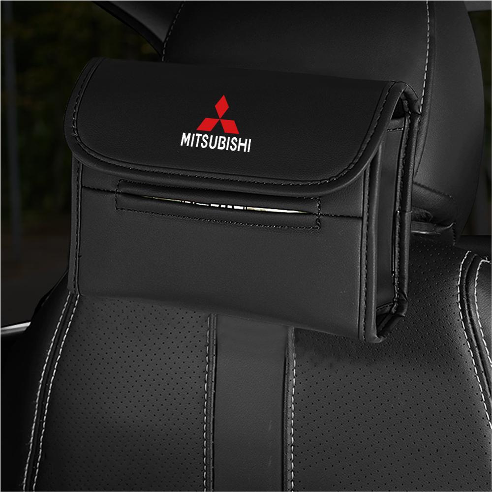 Interior Storage Decoration of Car Tissue Box For Mitsubishi Outlander Lancer 10 EX ASX Pajero L200 Colt Eclipse Ralliart Triton