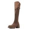 ! Maillard Wind Over Knee Boots Children's Boots Autumn and Winter Thick High Heel Fleece Boots Women's High Boots