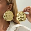 SHIXIN Exaggerated Glossy Large Round Stud Earrings for Women Punk Geometry Irregular Gold Color Earrings Fashion Party Jewelry
