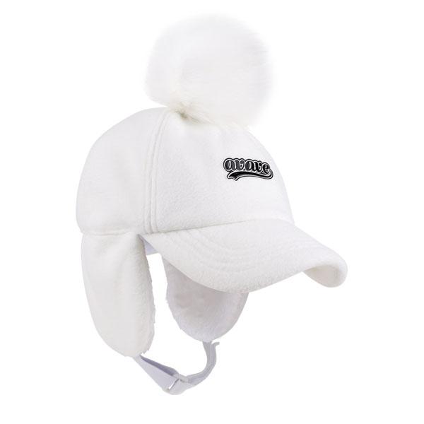 AVAVE Winter Pom-Pom Flap Ball Cap Thermal Golf Cap White