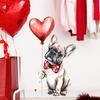 Aquarell Valentinstag Hund mit Ballons Wandaufkleber Selbstklebend Abnehmbar für Schlafzimmer Wohnzimmer Eingangsbereich Heimdekoration