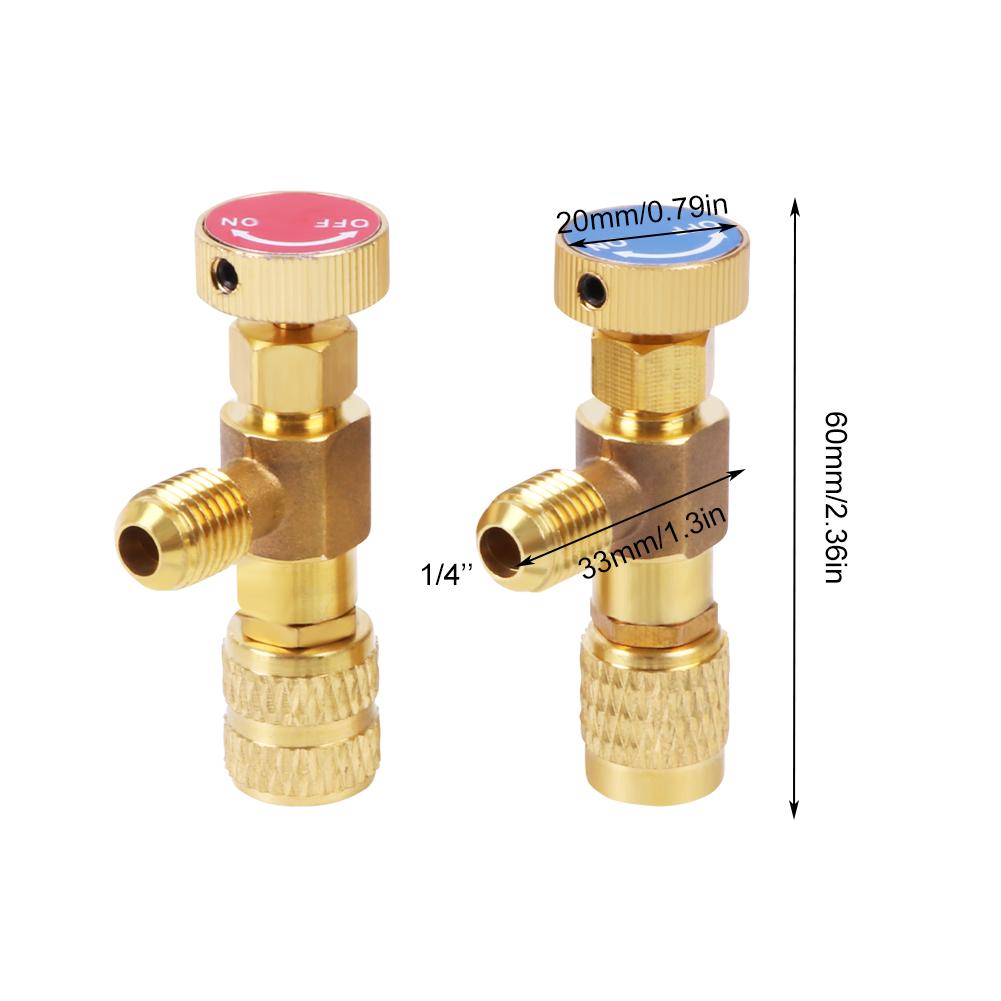 R410 R22 Air Conditioning Refrigerant Safety Valve 1/4" Refrigeration Charging Safety Liquid Adapter Repair Hand Tool Parts