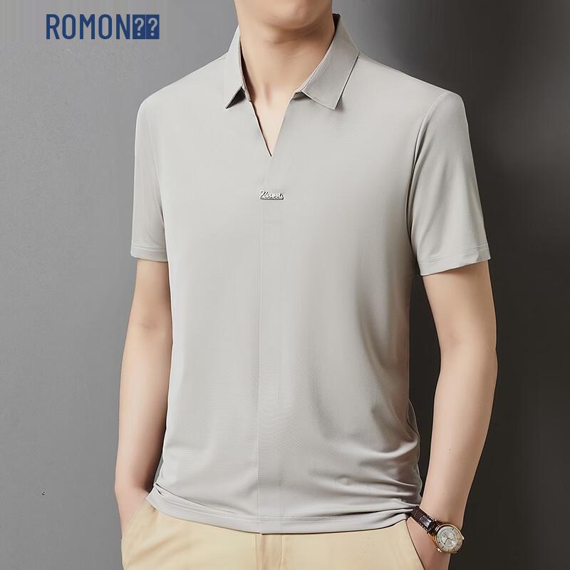 Romon Men s Short Sleeve Casual Solid Shirt 54