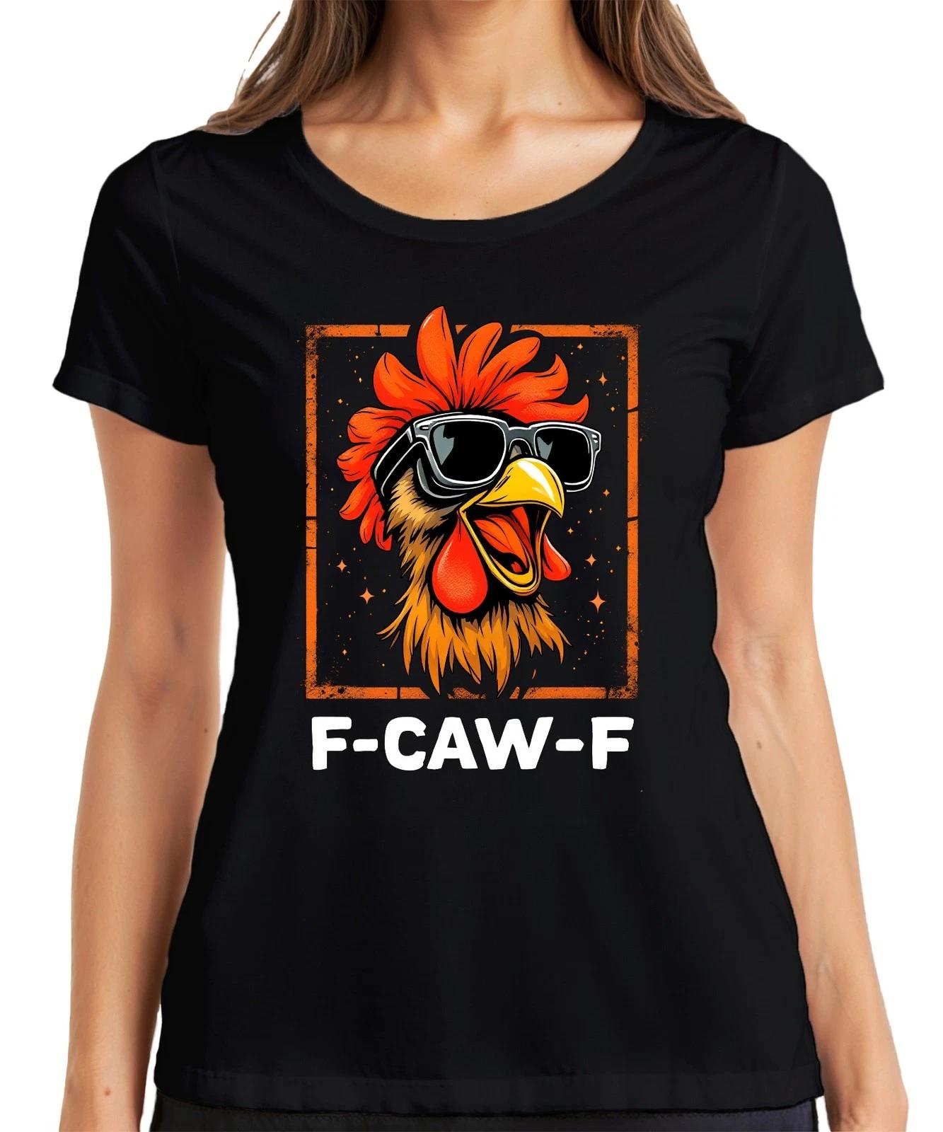 F-CAW-F lustiger Hahn Sonnenbrille Huhn Bauernhof Geschenk Meme Damen T-Shirt S