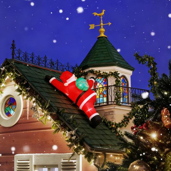 Christmas Inflatable Santa Claus Outdoor Decoration Large Lighted Blow Up Santa with Built-in LED Light for Front Back Yard Garden Lawn Outside Decor