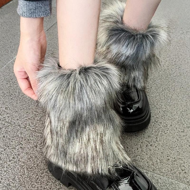 15-45cm New Grey Y2K Spicy Girl Imitation Fur Hair Leg Set Millennium Phoenix Leg Set Winter Warm Stacking Socks