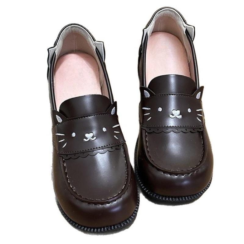 Kitten pattern new Potter College original l versatile sailor uniform student single shoes leather shoes