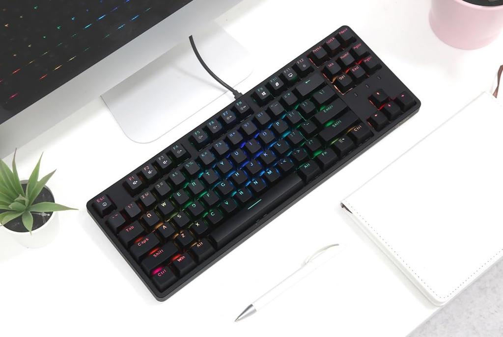 IROK FE87 Gaming Red 87 English USB To Mechanical Floating Magnetic Cover 87 Keyboard, Switches, RGB, Silent, Keys, Tenkeyless, Layout, Wired, Type-A