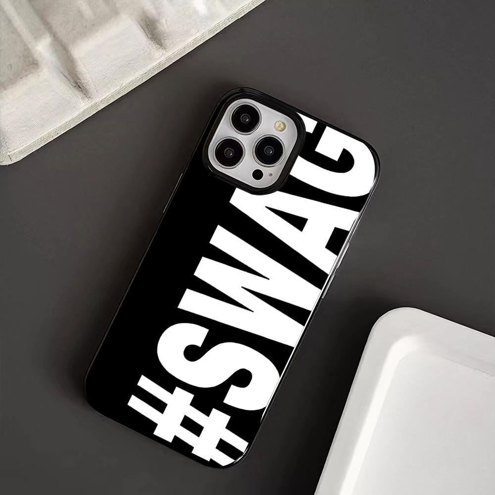 Creative SWAG Letters Phone Case for iPhone 17 16 15 14 13 12 11 Air Pro Max X XS XR XSMax 7 8 Plus PC Cover Funda Capa Coque