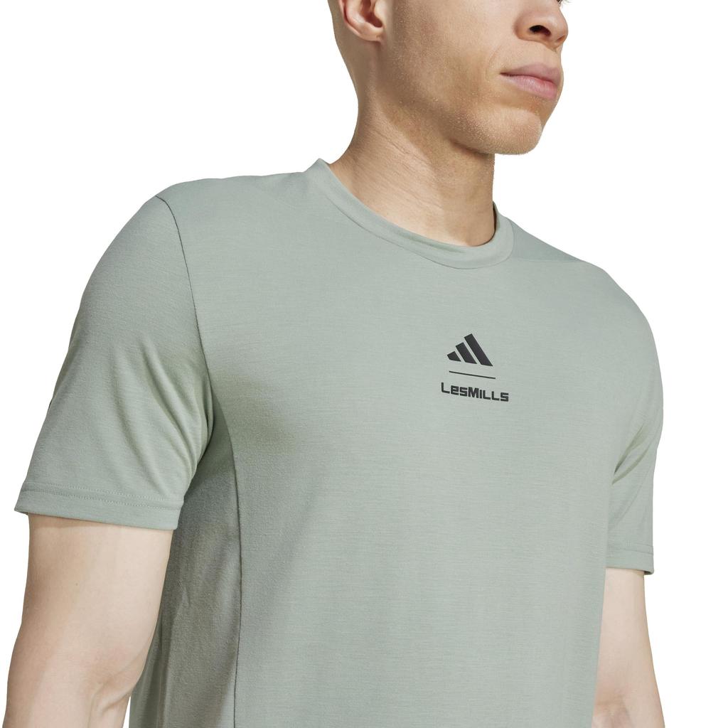 Adidas LESMILLS Short Sleeve Silver Green Size L Men's T-Shirt, KRL51, (JW1741),