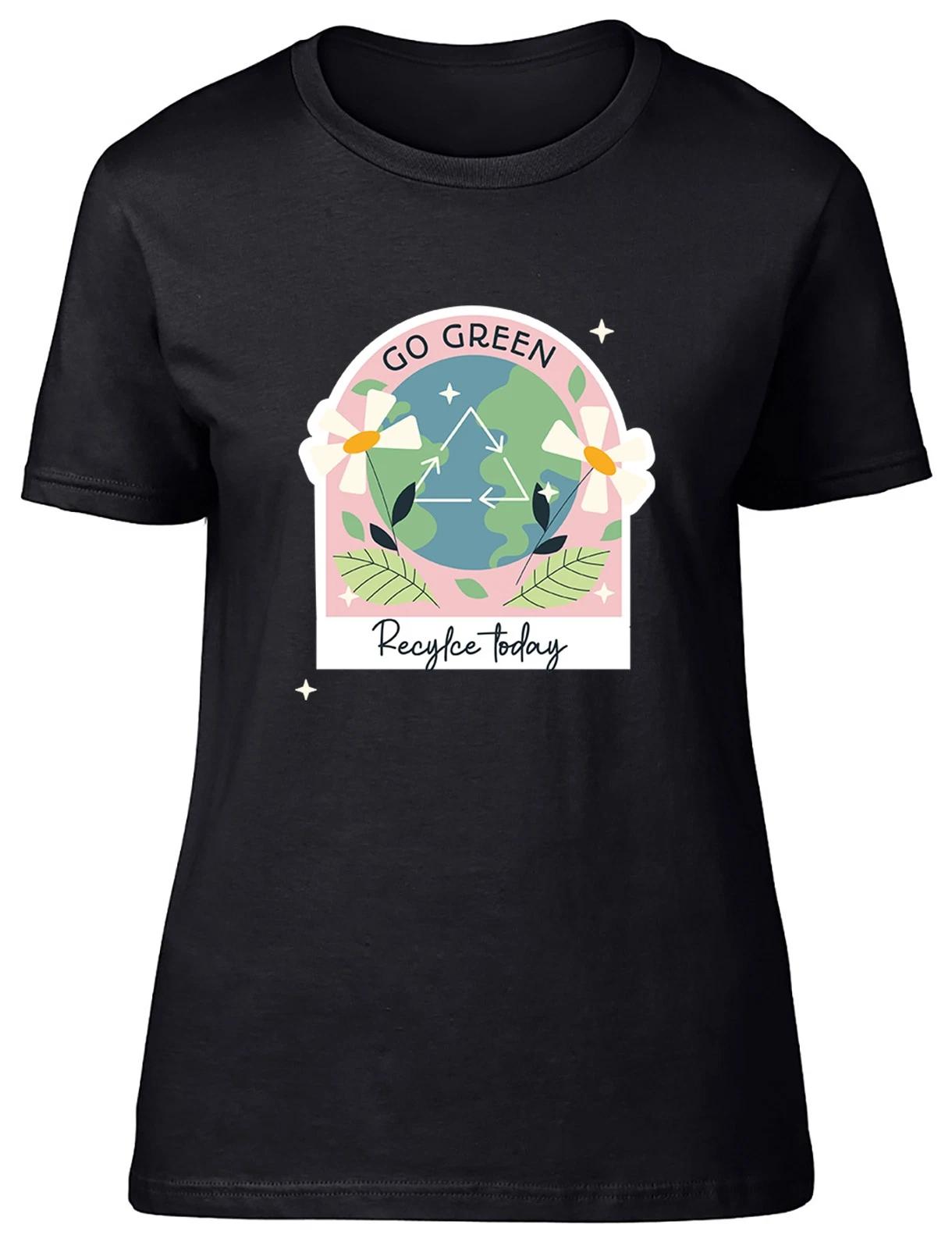 Go Green Recycle Today Womens T-Shirt Ladies Gift Tee XS