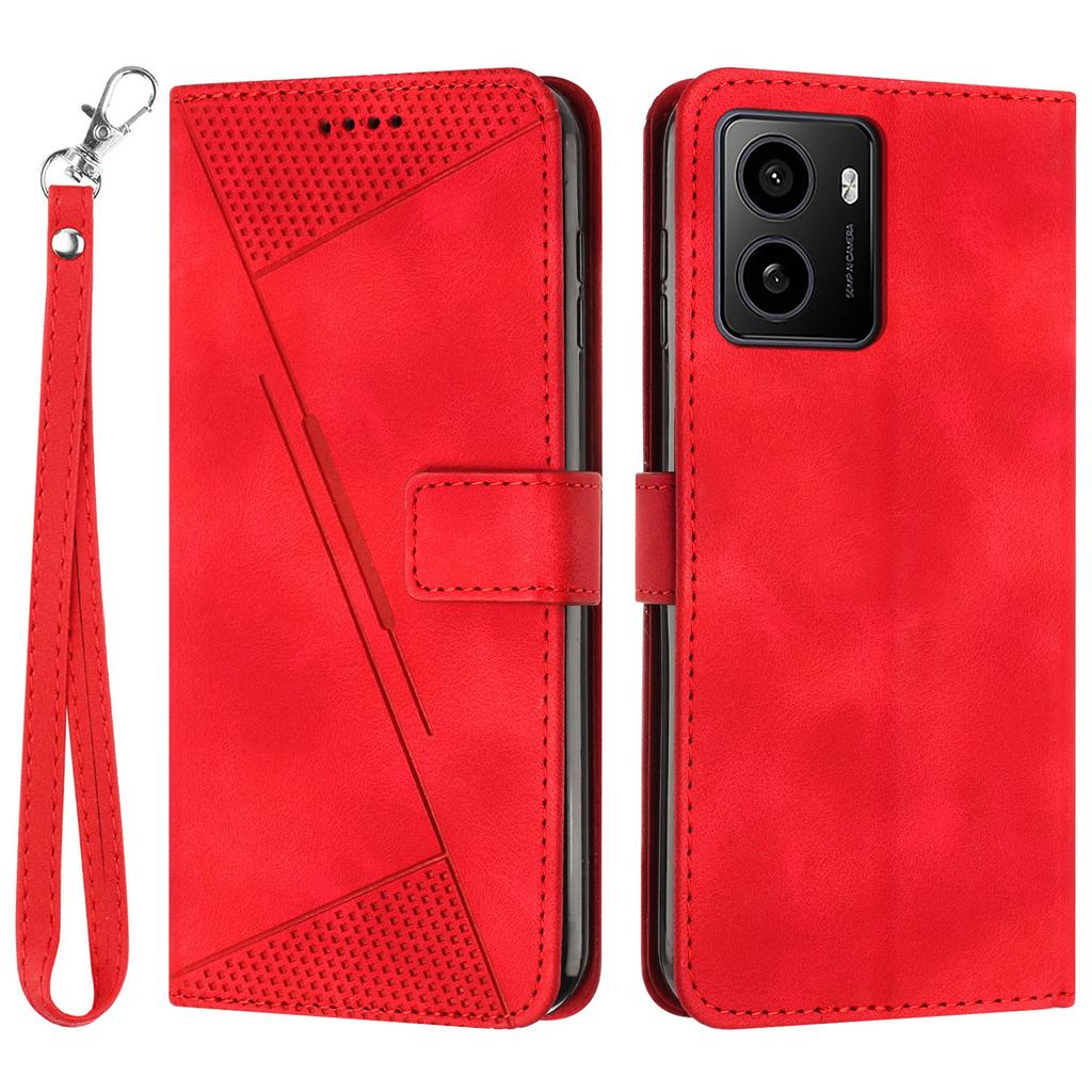 For HMD Pulse/Pulse Plus/Pulse Pro Case Triangle Pattern Leather Phone Cover with Hand Strap Card Slots