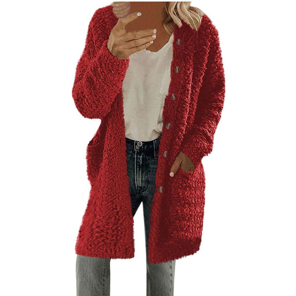 2025 Herbst und Winter Damenmode Lässige Lammwolle Lange Jacke