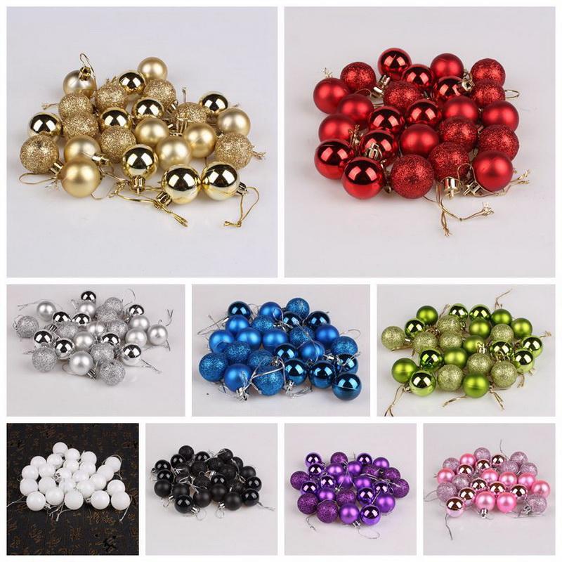 24Pcs Christmas Ball Plastic Bright Ball Christmas Colored Balls Christmas Tree Decorative Ball