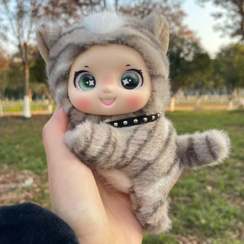 Fashnics Unisex Kids New Cute Kitty Vinyl Doll Soft Kawaii Cat Plush Toy Home Decor For Children Birthday Gifts Accompanying Kids Adults Plushie Toy