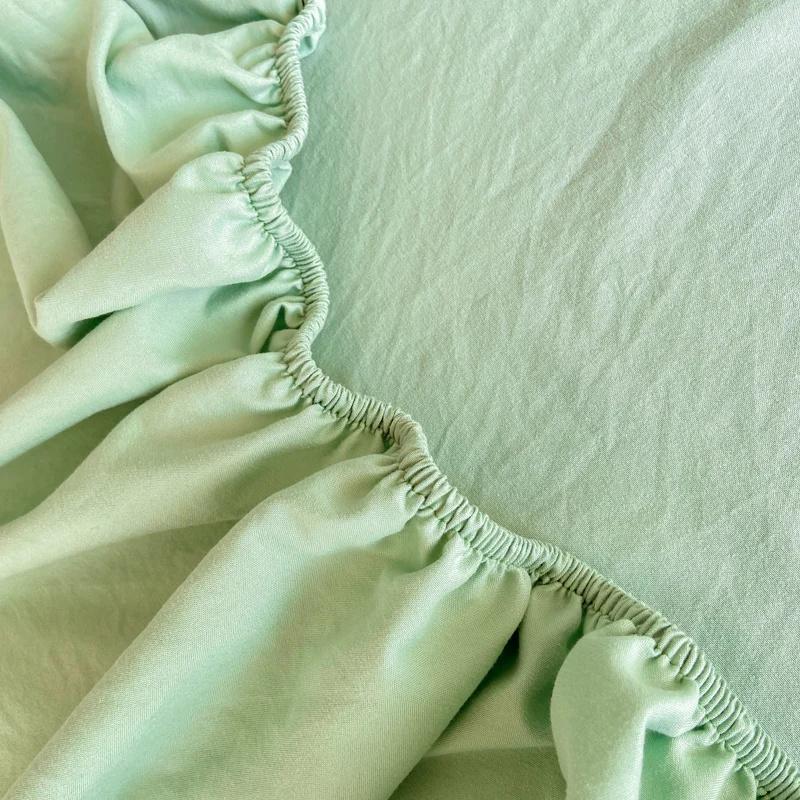 1PC Bed Fitted Sheet Bed Mattress Cover Solid Color Bed Linen Non Slip Mattress Covers Bedsheet Soft and Breathable